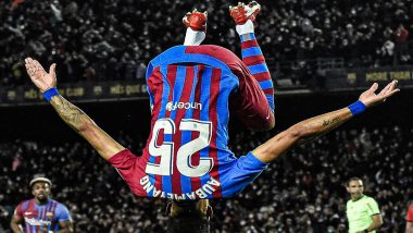 Pierre-Emerick Aubameyang’s Somersault Celebration Goes Viral After He Scores for Barcelona Against Athletic Club, Ex-Arsenal Forward Scripts a Couple of Records During La Liga 2021-22 Match