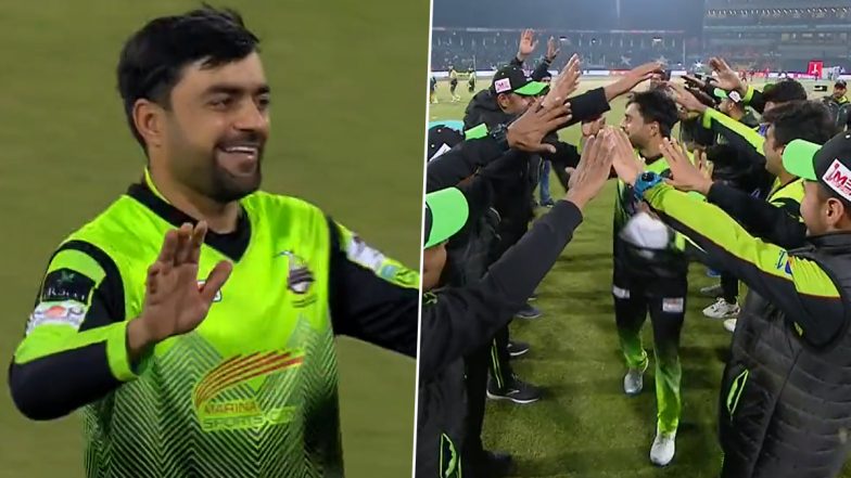 Rashid Khan Receives Guard of Honour As He Bids Goodbye to PSL Franchise Lahore Qalandars for Bangladesh vs Afghanistan Series (Watch Video)