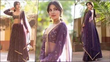 Rhea Chakraborty Looks Regal in Purple Embroidered Lehenga As She Channels Her Inner ‘Butterfly’