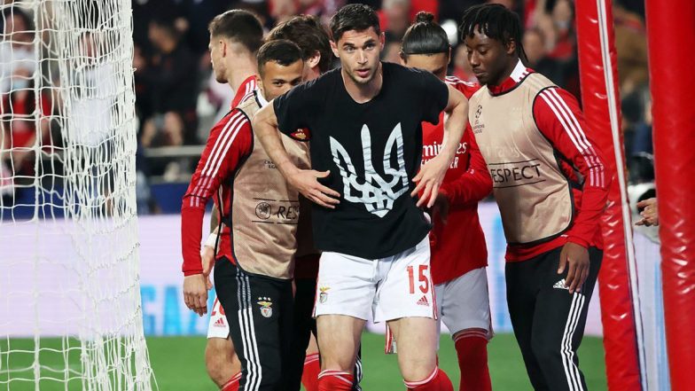 Russia-Ukraine Conflict: Benfica Player Roman Yaremchuk Reveals Ukrainian Symbol After Scoring Against Ajax in UCL, Writes, ‘Now Is the Time To Unite’