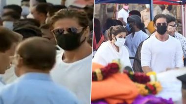 Lata Mangeshkar Funeral: Shah Rukh Khan Attends Late Singer’s Last Rites at Shivaji Park, Mumbai (View Pics)