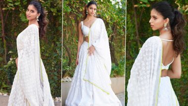 Suhana Khan Is a Desi Princess as She Strikes a Pose in Classic White Chikankari Outfit by Manish Malhotra! (View Pics)