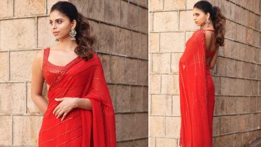 Suhana Khan Decks Up in a Red Manish Malhotra Saree and All We Can Say Is She Looks Bollywood Ready! (View Pics)