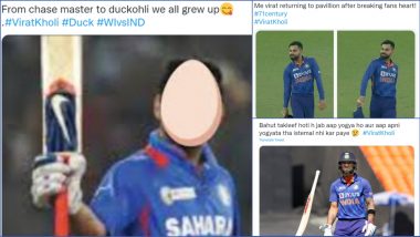 Virat Kohli Trolled With Funny Memes After Former Indian Captain Goes For Duck Against West Indies in 3rd ODI at Narendra Modi Stadium in Ahmedabad