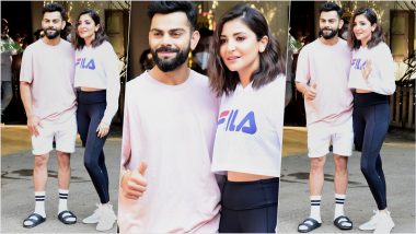 Virat Kohli and Anushka Sharma Pose for the Shutterbugs at Mehboob Studio in Mumbai