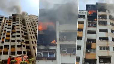 Mumbai Buidling Fire: Level 2 Blaze Erupts on 10th Floor of NG Royal Park Building in Kanjurgmarg; Fire Fighting Operations Underway