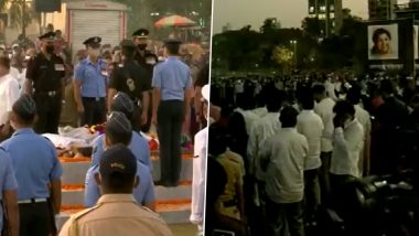 Lata Mangeshkar Funeral: State Honour Given To Veteran Singer At Mumbai's Shivaji Park (Watch Video)