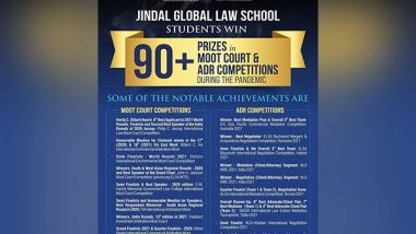 Business News | Jindal Global Law School Students' Win over 90 Prizes in Moot Court and ADR Competitions During the Pandemic