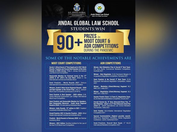 Business News | Jindal Global Law School Students' Win over 90 Prizes in Moot Court and ADR Competitions During the Pandemic - Vimarsana News