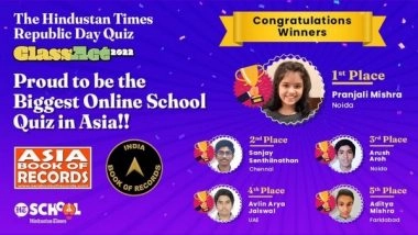 Business News | ClassAct 2022, The Hindustan Times Republic Day Quiz Breaks Records, Holds the New Record for the Maximum Participation in an Online School Quiz