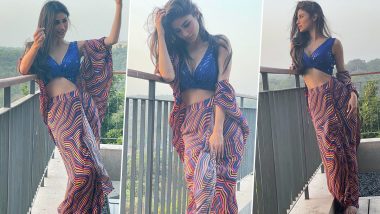 Newlywed Mouni Roy Is Glam In A Printed Outfit Paired With Blue Sequin Blouse (View Pics)