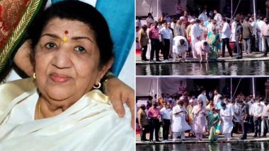 Lata Mangeshkar’s Ashes Immersed in Nashik’s Ramkund by Her Family Members (Watch Video)