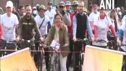 India News | Delhi: Meenakshi Lekhi Participates in Cycle Rally as Part of 'Azadi Ka Amrit Mahotsav' Celebrations