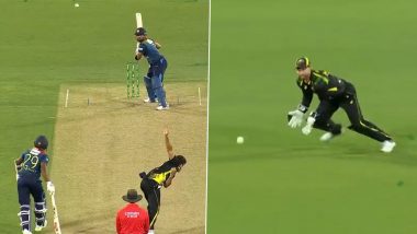 Mitchell Starc Bowls Bizarre Wide-Ball During Australia vs Sri Lanka 3rd T20I (Watch Video)