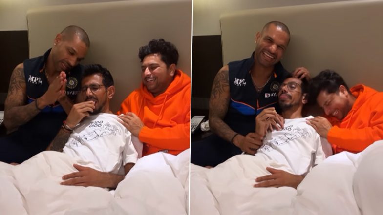 Shikhar Dhawan, Yuzvendra Chahal and Kuldeep Yadav Get Together for Hilarious Reel on Instagram (Watch Video)