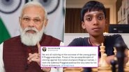 PM Narendra Modi Congratulates R Praggnanandhaa for Historic Victory Over Chess Champion Magnus Carlsen at Airthings Masters