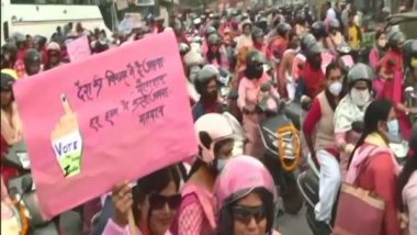 India News | UP Polls: Women Take out 'Pink Rally' in Varanasi to Increase Awareness Among People to Exercise Their Voting Right