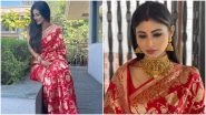 Mouni Roy Looks Drop-Dead Gorgeous In Red Benarasi Saree; Drashti Dhami, Aashka Goradia Goble, Pragya Kapoor Are All Hearts (View Pics)