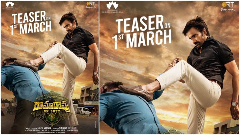 Ramarao On Duty Teaser To Be Out On March 1! Makers Release An Intense Look Of Ravi Teja To Share The Announcement