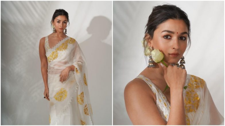 Alia Bhatt's Pristine White Saree is Perfect For Basant Panchami Celebrations (View Pics)