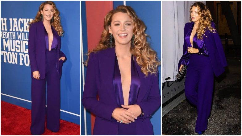 Blake Lively's Royal Purple Jumpsuit with a Blazer is the Outfit We're Personally Eyeing (View Pics)
