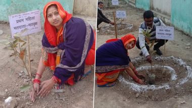 Uttar Pradesh Assembly Elections 2022: First-Time Female Voter and Presiding Officer Plant ‘Mat Vriksha’ Sapling at Green Booth in Lucknow