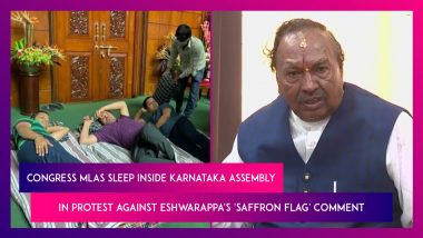Congress MLAs Sleep Inside Karnataka Assembly In Protest Against Minister Eshwarappa's 'Saffron Flag' Comment
