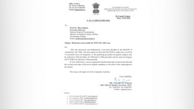 NEET PG 2021: Dr B Srinivas, DG of Health Services, Writes To NBE To Reduce Cut off by 15 Percentile Across All Categories, To Declare Revised Result