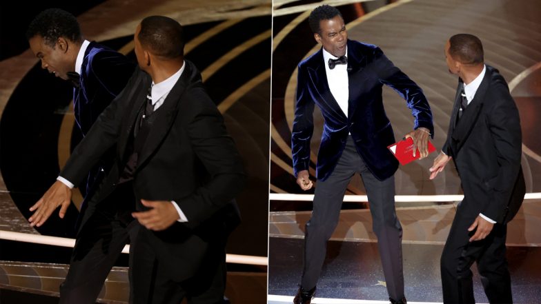 Oscars 2022: Will Smith Hits Chris Rock at 94th Academy Awards for Making Joke About His Wife Jada Pinkett Smith (Watch Video)