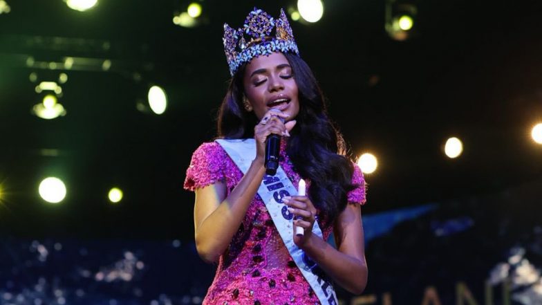 Current Miss World Toni-Ann Singh Performs 'The Prayer' On The Platform Of Miss World 2021 Finale In Solidarity With Ukraine