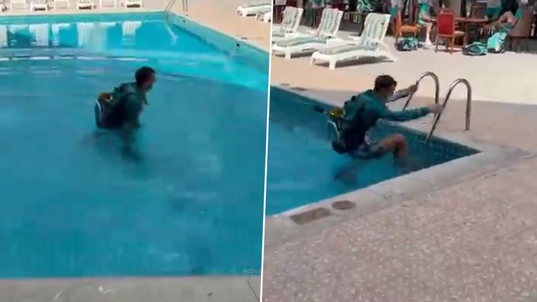 Alex Carey, Australia Wicketkeeper, Accidentally Walks Into a Swimming Pool in Karachi, Skipper Pat Cummins Shares Video