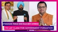 Uttarakhand: Pushkar Singh Dhami Meets Governor to Lay Claim for Government Formation, To Become Chief Minister After Being Elected Chief of BJP Legislative Party