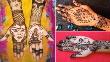 Latest Mehndi Designs for Chaitra Navratri 2022: Beautiful Maa Durga Mehandi Patterns and Simple Indo-Arabic Henna Patterns To Celebrate Vasanta Navaratri (Watch Videos)