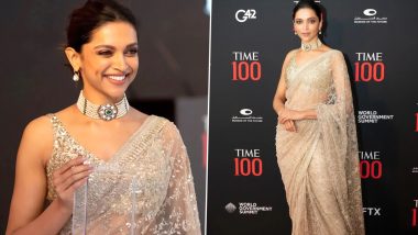 Deepika Padukone Looks Gorg as She Opts for an Embellished Saree for Awards Night (View Pics)