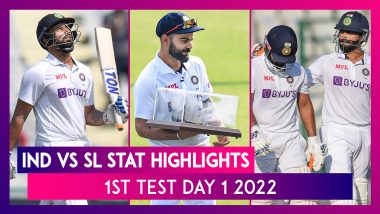 IND vs SL Stat Highlights 1st Test Day 1 2022: Rishabh Pant’s 96 Puts India in Control