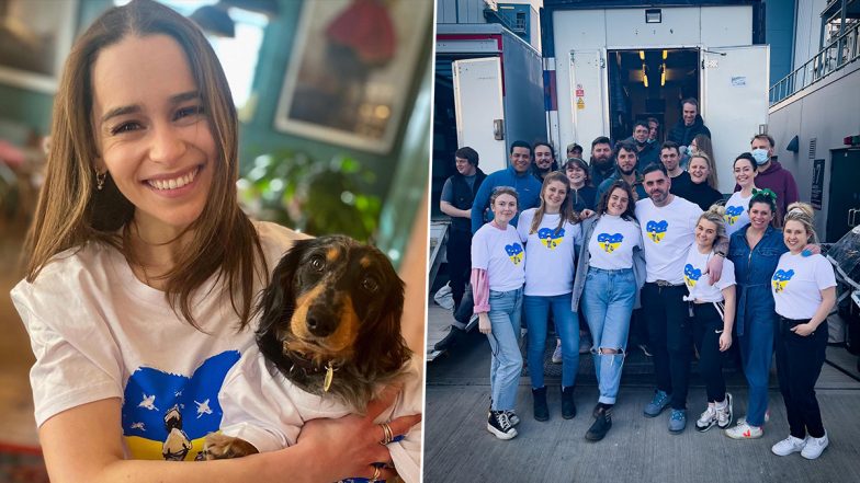 Emilia Clarke Poses Wearing a T-Shirt With a Ukrainian Flag To Extend Her Support to Its Citizens (View Pics)