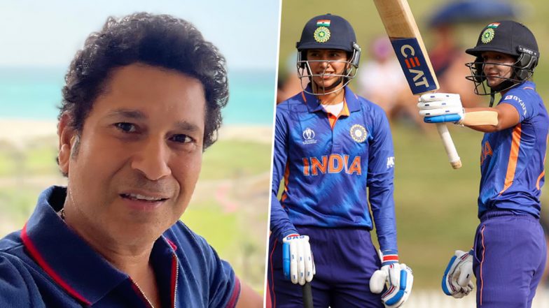 Sachin Tendulkar Reacts As Smriti Mandhana, Harmanpreet Kaur Score Centuries During IND vs WI Women's World Cup 2022 Encounter