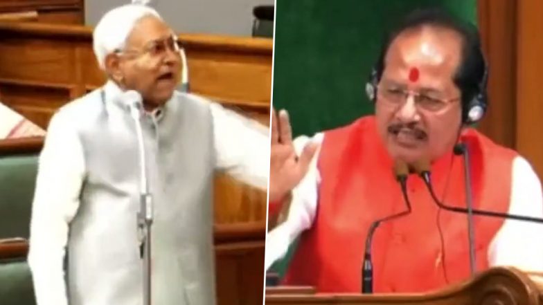 Bihar CM Nitish Kumar Lashes Out At Speaker Vijay Sinha in State Assembly Over Lakhisarai Incident; Watch Video