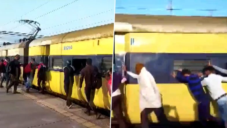 Fire Breaks Out in Saharanpur-Delhi Train Near Meerut, Passengers Push Train To Separate Rest of Bogies From Fire-Laden Compartments and Engine (Watch Video)