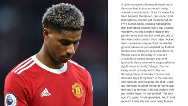 Marcus Rashford Issues Clarification After Video of Him Reacting to Fans’ Criticism Went Viral, Writes, ‘My Emotion Got the Better of Me’