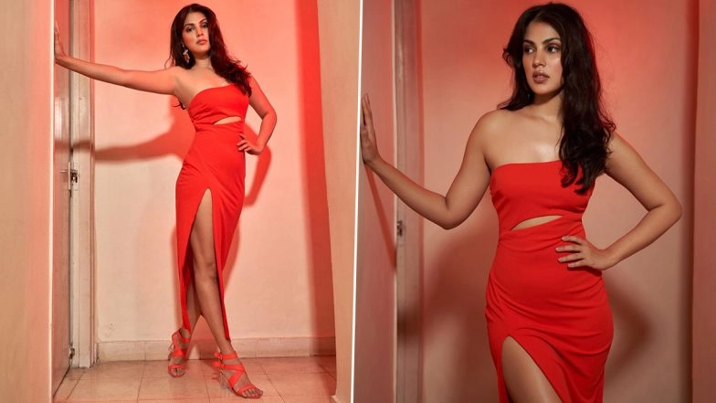 Rhea Chakraborty Poses in a Stunning Orange One-Shoulder Gown With Thigh-High Slit on Her Latest Instagram Post! (View Pics)