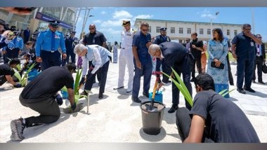 World News | S Jaishankar, Maldivian Prez Plant Saplings at Police Academy in Addu City to Foster Bilateral Ties