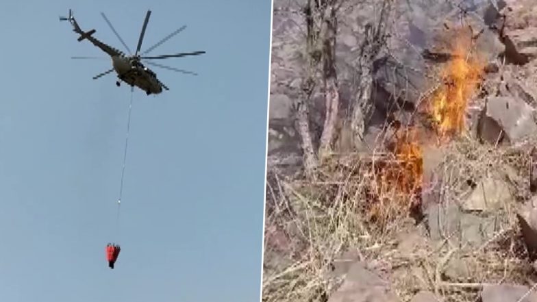 Sariska Tiger Reserve in Rajasthan Engulfed by Massive Fire, IAF Choppers Fight Blaze (Watch Video)