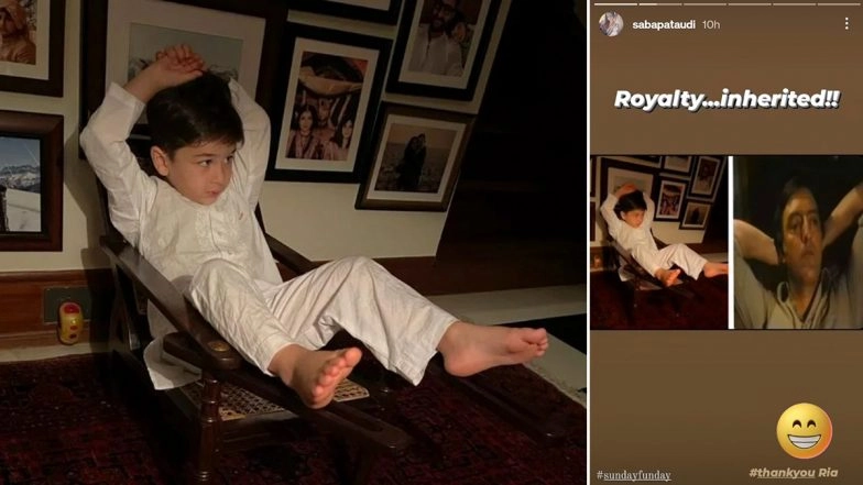 Saba Pataudi Shares an Adorable Picture of Taimur Ali Khan Resembling Grandfather Mansoor Ali Khan, Says ‘Royalty Inherited’