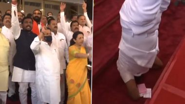 Maha Vikas Aghadi MLAs Shout Slogans, Protest Against Governor Bhagat Sigh Koshyari Over his Remark on Chhatrapati Shivaji Maharaj (Watch Video)