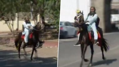 Maharashtra Lab Assistant Shaikh Yusuf Rides Horse 'Jigar' to Work Amid Rising Fuel Prices; Watch Viral Video