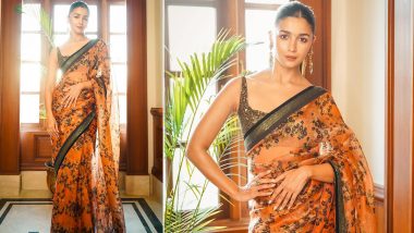 Alia Bhatt Is Royal Beauty as She Stuns in a Sabyasachi Six-Yard for RRR Promotions (View Pics)