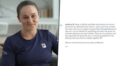 Ashleigh Barty, World Number One, Announces Shock Retirement From Tennis (Watch Video)