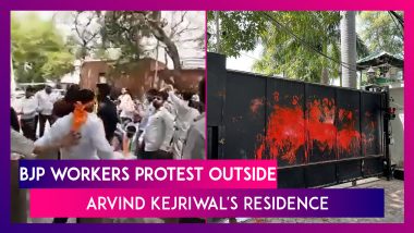 BJP Workers Protest Outside Arvind Kejriwal's Residence, Vandalise Gates, Barricades