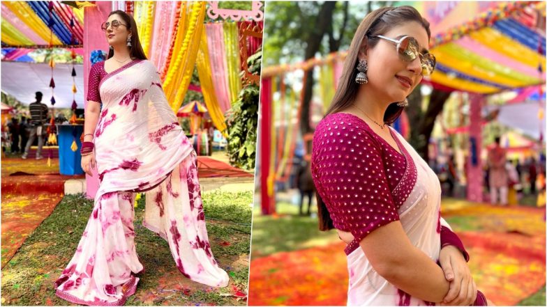 Disha Parmar Flaunts ‘Desi Swag’ in Beautiful Tie and Dye Saree, Gives Major Holi Outfit and Style Inspiration (View Pics)